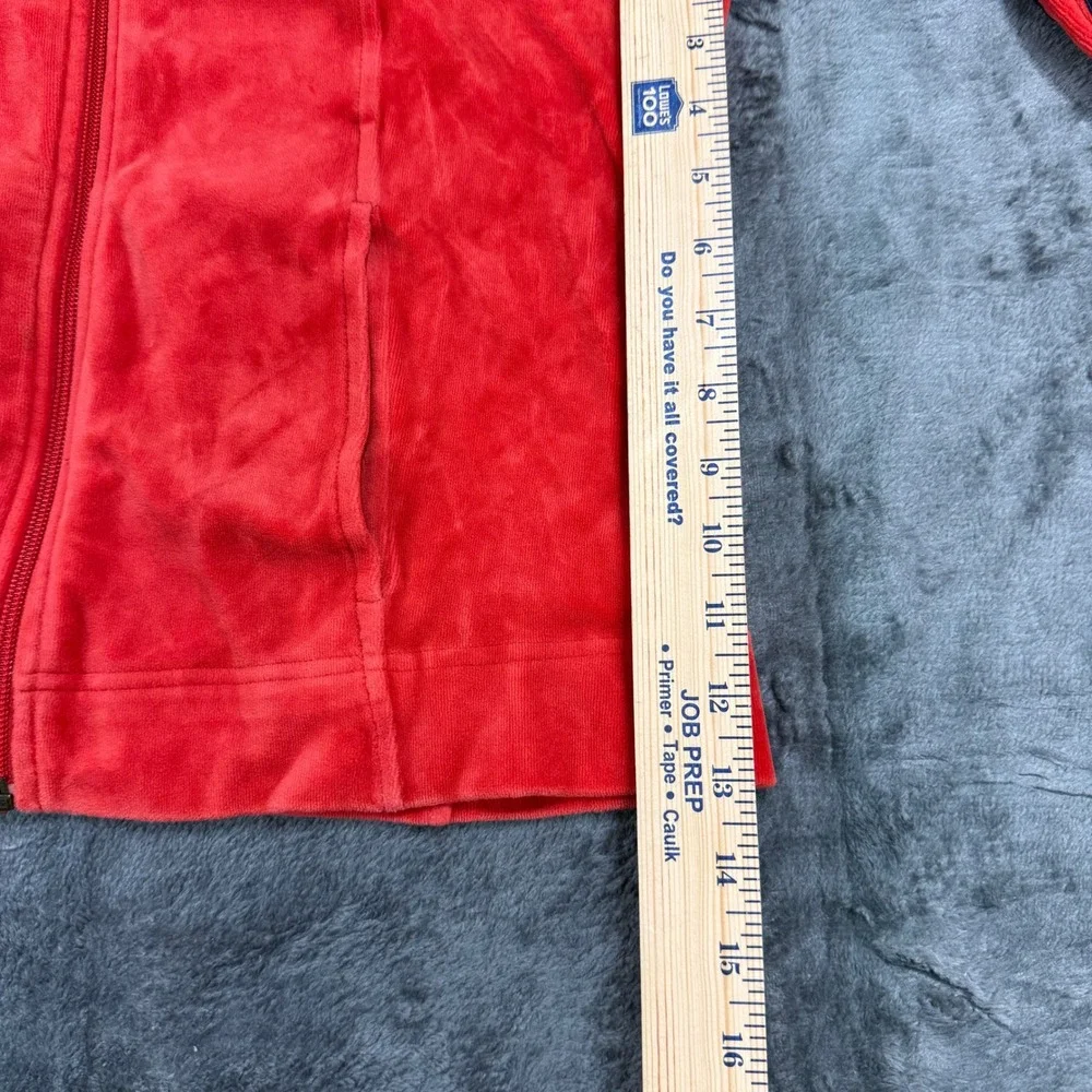 Adidas‎ Red Velour Track Jacket Full Zip Navy Stripes Womens Medium Y2K Sporty